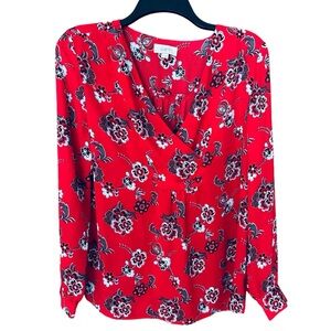 LOFT Outlet Red Floral Blouse, EUC, Small